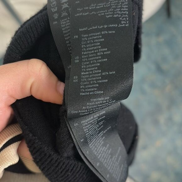 Sandro Colle Striped Neck Wool Cashmere Sweater - Picture 7 of 7